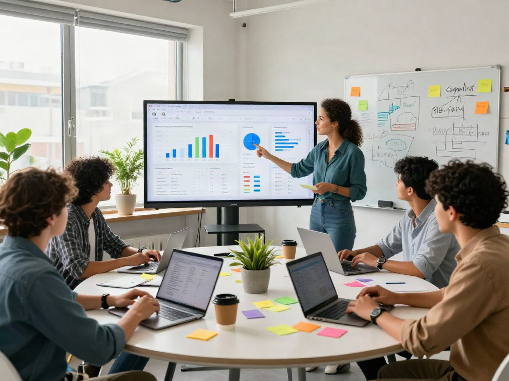 rokok88 digital marketing team collaborating on strategies in a modern office